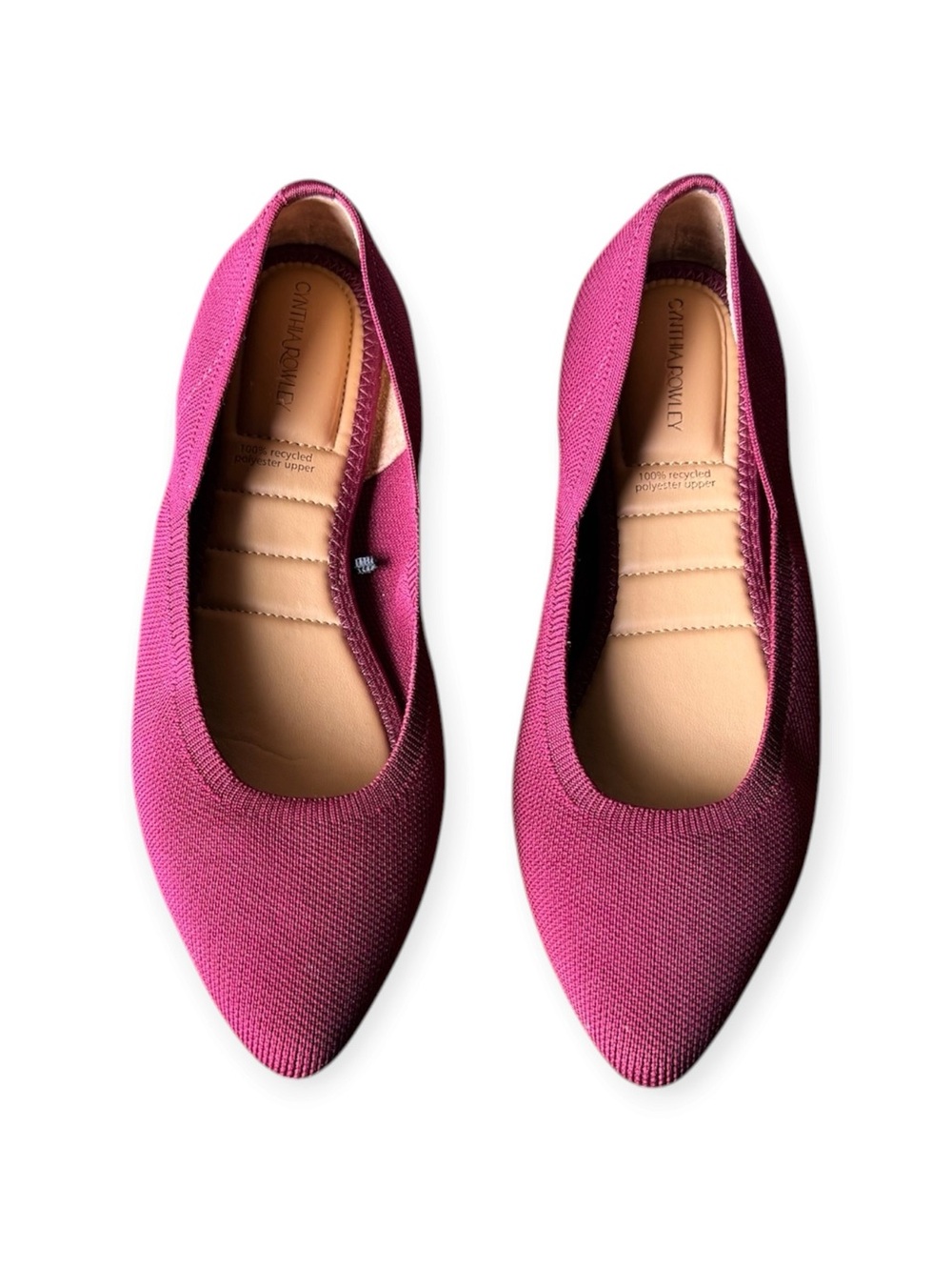 Cynthia Rowley Magenta Pointed-Toe Knit Ballet Flats